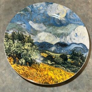 8 Landscape Ceramic Plates in Blue, Yellow and Green